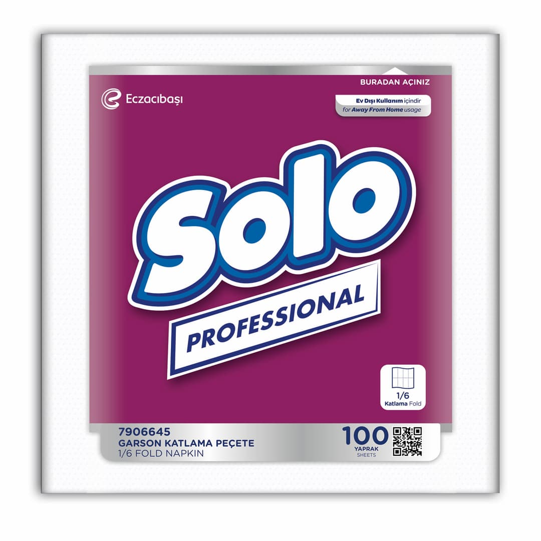Solo Professional 1/6 Garson Katlama Peçete 26,5x33 cm 100'lü